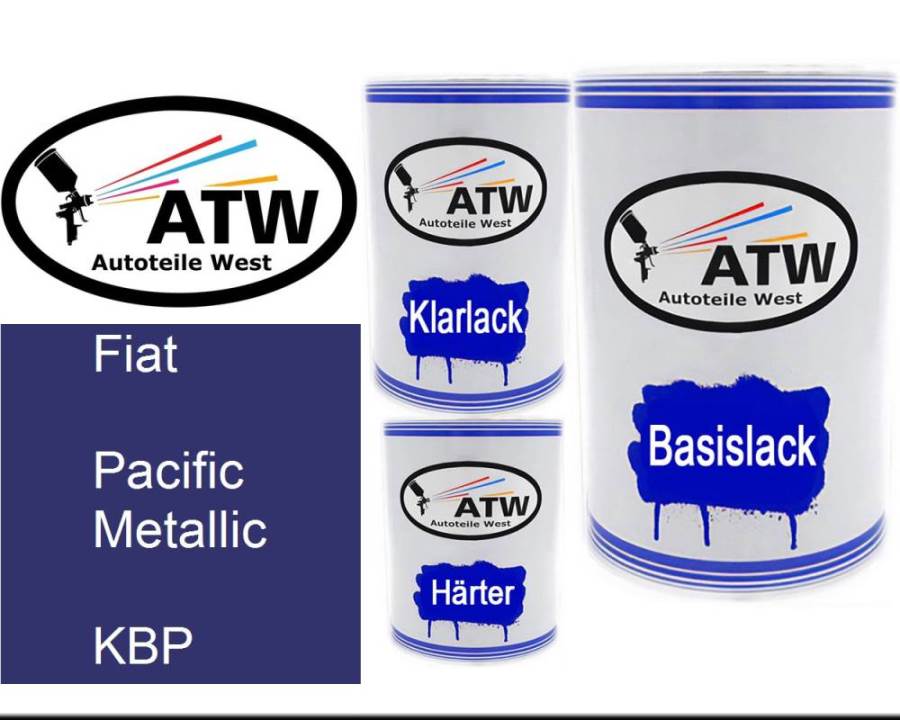 Fiat, Pacific Metallic, KBP: 500ml Lackdose + 500ml Klarlack + 250ml Härter - Set, von ATW Autoteile West.